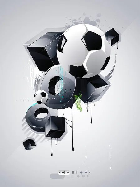 Fotboll Abstrakt Bakgrund Med Fotboll Bollar Och Abstrakta Element — Stock vektor