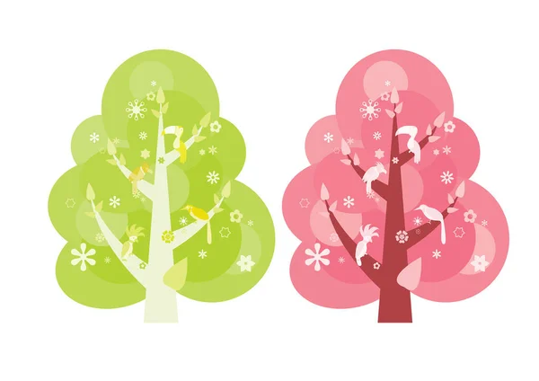 Ilustração Vetorial Árvore Flores Primavera Verão Primavera Primavera Primavera —  Vetores de Stock