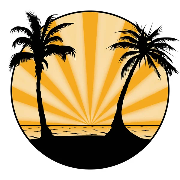 Palm Trees Beach Vector Illustration — Stock Vector