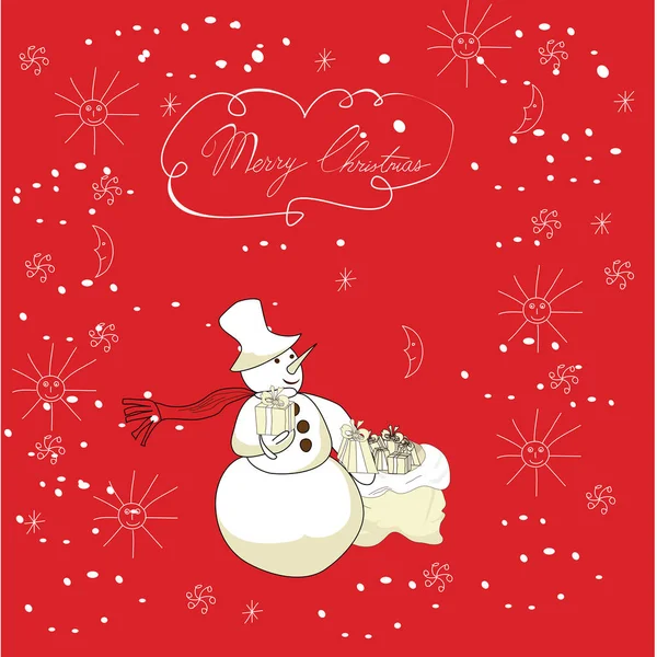 圣诞老人与雪人 — 图库矢量图片
