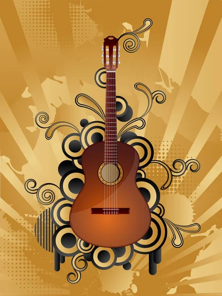 Fond Musical Avec Guitare — Image vectorielle