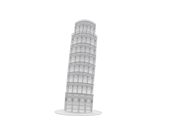 Illusztráció Pisa Torony Fehér Háttér — Stock Vector