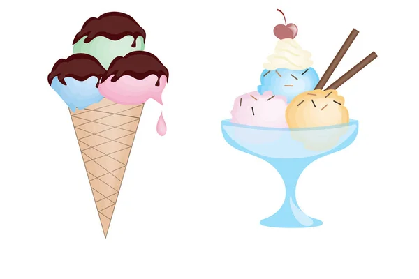 Набір Морозива Мультиплікаційному Стилі Векторна Ілюстрація — стоковий вектор