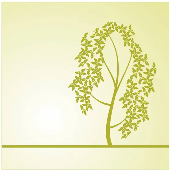 Ilustração Vetorial Árvore Sobre Fundo Verde — Vetor de Stock
