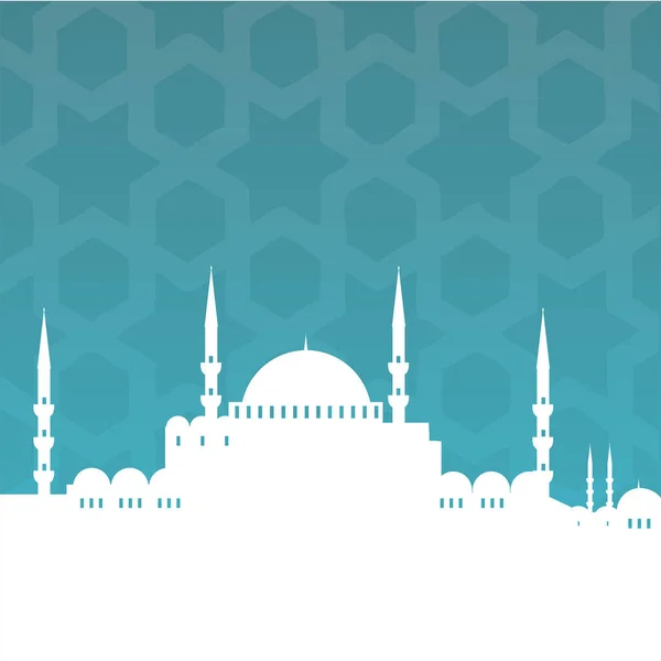 Witte Moskee Silhouet Een Blauwe Achtergrond — Stockvector