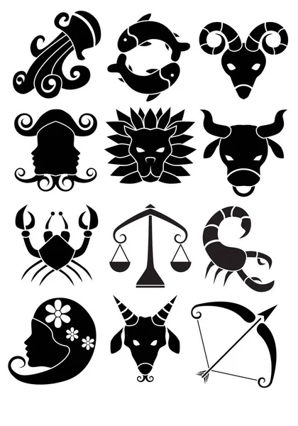 Jeu Symboles Zodiaque Illustration Vectorielle — Image vectorielle