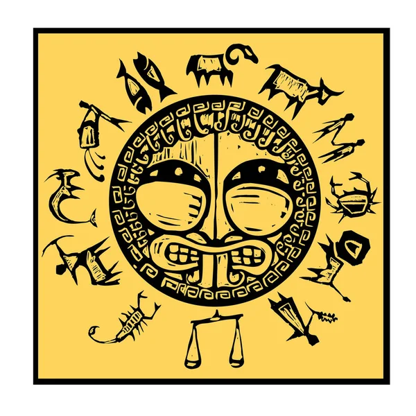 Ilustração Vetorial Doodle Desenhada Mão Estilo Indígena Nativo Americano Isolado —  Vetores de Stock