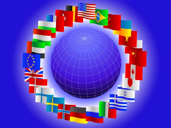 Comunicación Global Banderas Del Mundo Ilustración Vectorial — Vector de stock