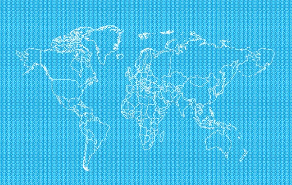 Карта Світу Двійковим Кодом Векторні Ілюстрації — стоковий вектор