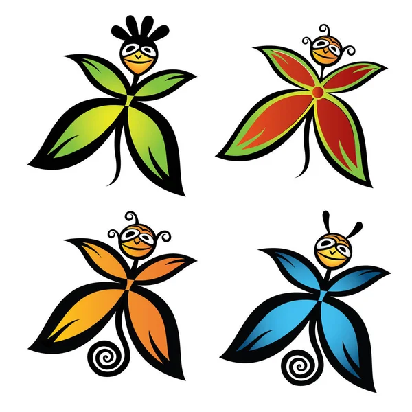 Ensemble Papillons Sur Fond Blanc Illustration Vectorielle — Image vectorielle
