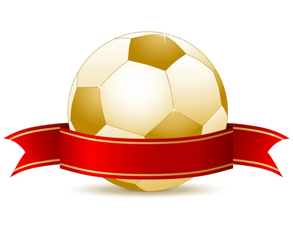 Kırmızı Kurdeleli Futbol Topu Vektör Illüstrasyon — Stok Vektör