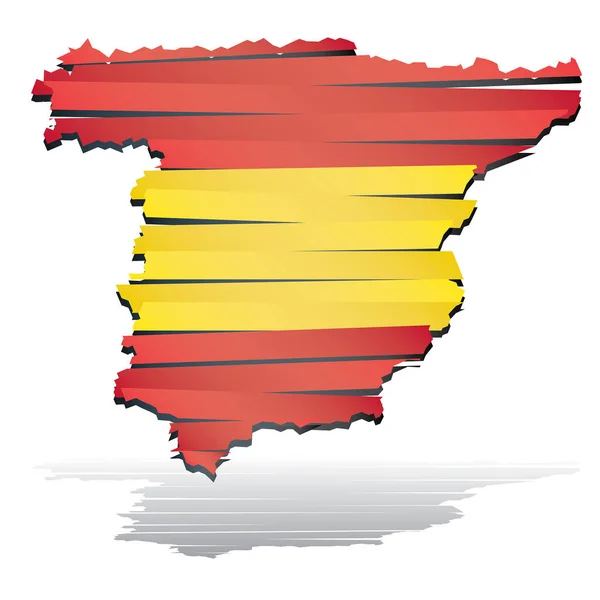 Karte Von Spanien Mit Fahne Vektorillustration — Stockvektor