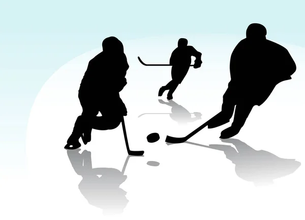 Vector Silhouette Ice Hockey — Stock Vector