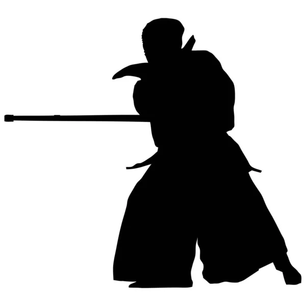 Die Silhouette Eines Samurai Mit Einem Samuraischwert — Stockvektor