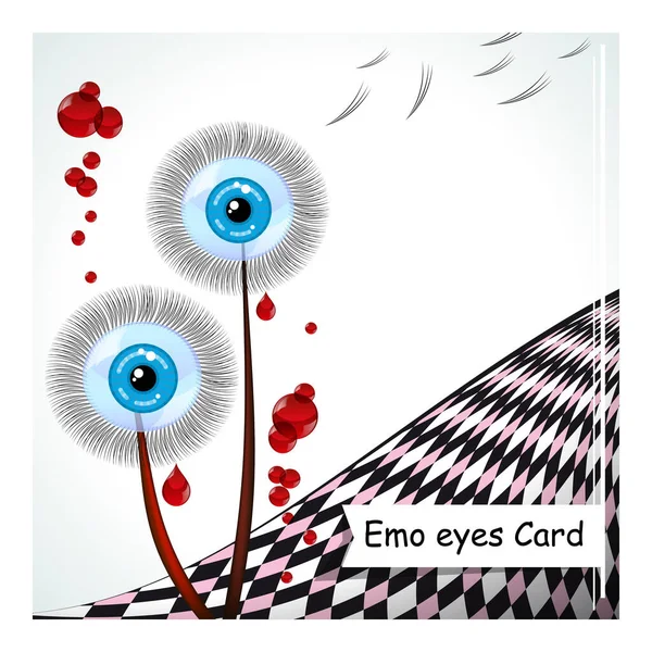 Emo Ögon Kort Vektor Illustration Enkel Design — Stock vektor