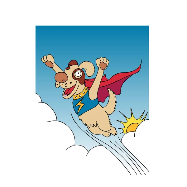 Superhéroe Dibujos Animados Volando Con Nube Cielo — Archivo Imágenes Vectoriales