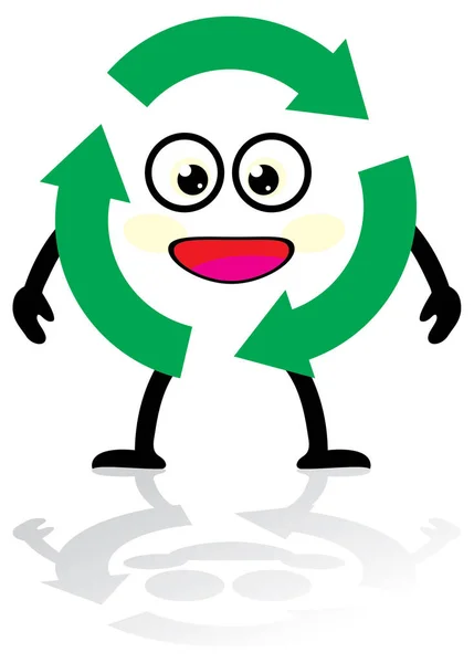 Zeichentrickfigur Mit Recycling Zeichen — Stockvektor