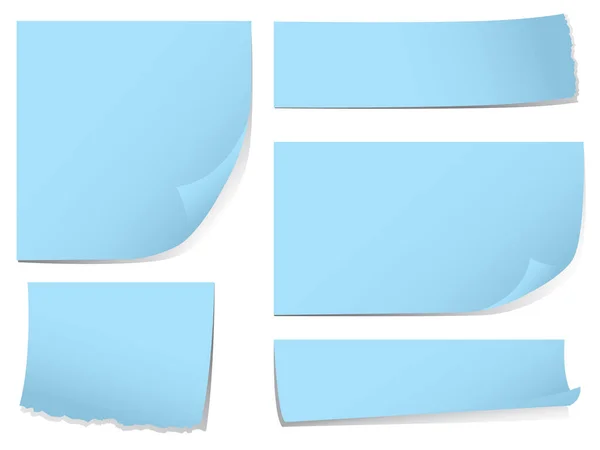 Sada Různých Modrých Papírových Listů Vektorová Ilustrace — Stockový vektor