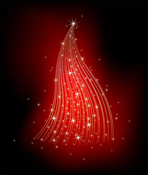 Arbre Noël Avec Lumière Rouge Sur Fond Sombre — Image vectorielle