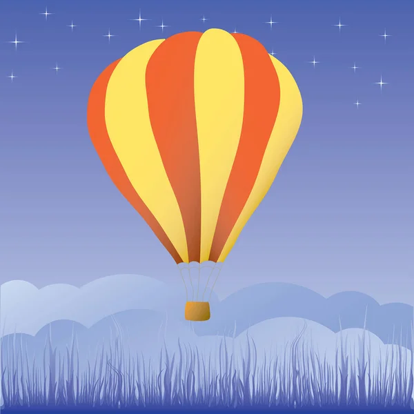 Balão Voando Sobre Céu Ilustração Vetorial — Vetor de Stock