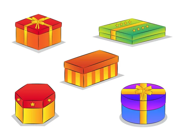 Gift Icons Set Cartoon Style — Stock Vector