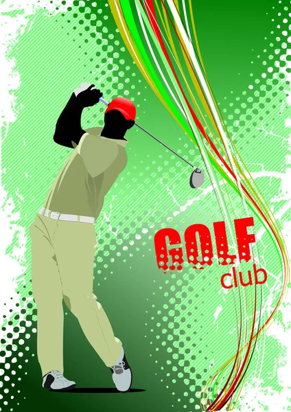 Jugador Golf Club Vector Fondo Verde — Archivo Imágenes Vectoriales