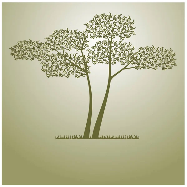 Baum Vektorsymbol Auf Braunem Hintergrund — Stockvektor