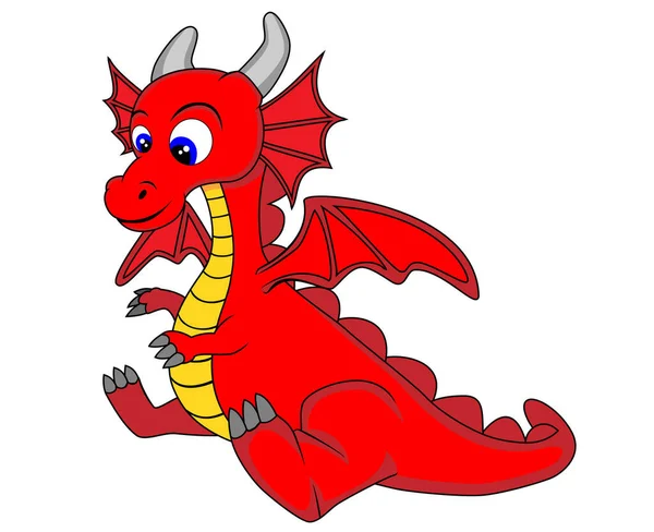 Мультяшный Красный Дракон — стоковый вектор