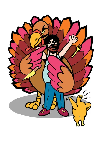 Cartoon Character Turkey Big Turkey — Stock Vector