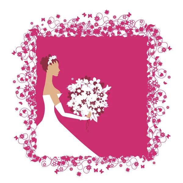 Huwelijkskaart Met Bruid Bruidegom Vectorillustratie — Stockvector