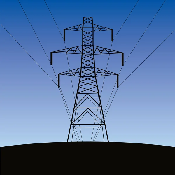 Yüksek Voltaj Güç Hattı Vektör Illüstrasyonu — Stok Vektör