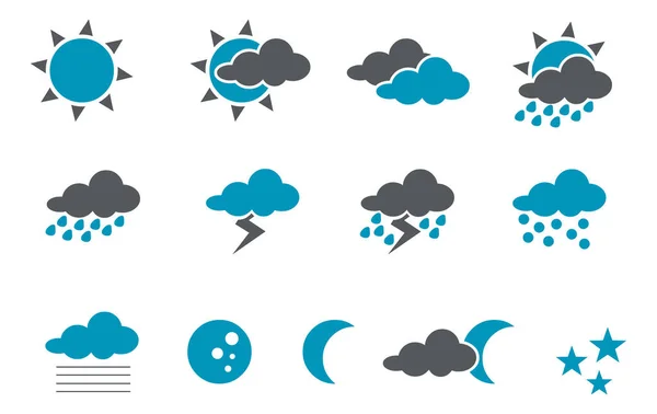 Ícones Meteorológicos Ilustração Vetorial —  Vetores de Stock