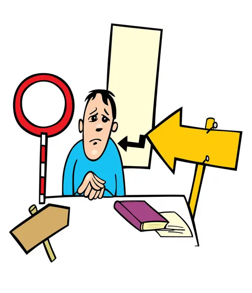 Cartoon Businessman Thinking Problem — Stock Vector
