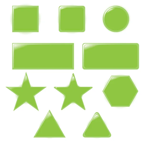 Set Four Green Stars Icons Different Shapes Isolated White Background — Stock Vector