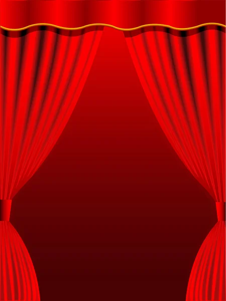 Rideau Avec Ruban Rouge Sur Fond Rouge — Image vectorielle