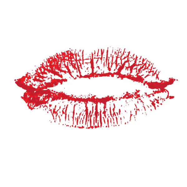 Lábios Com Batom Vermelho Ilustração Vetorial — Vetor de Stock