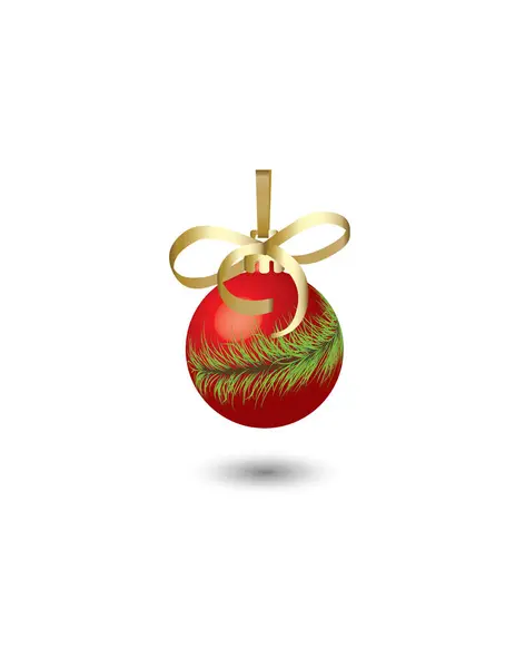 Vector Red Ball Golden Ornament White Background — Stock Vector