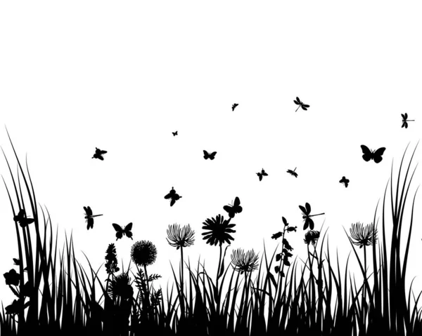 Schwarze Schmetterlinge Silhouetten Auf Weißem Hintergrund — Stockvektor