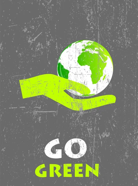 手握绿色的文字和行星 生态友好型 生态与环境 — 图库矢量图片
