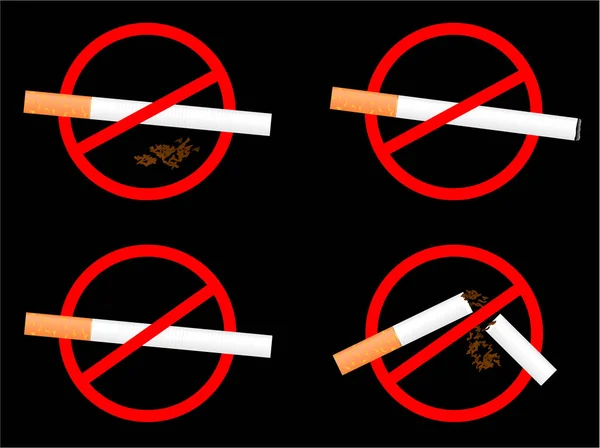 Fumar Signo Conjunto Vector Ilustración — Archivo Imágenes Vectoriales