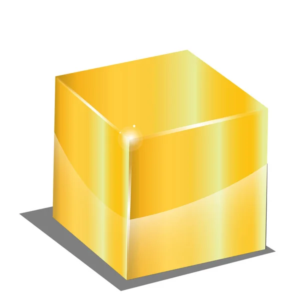 Golden Cube Vector Illustration — Stock Vector