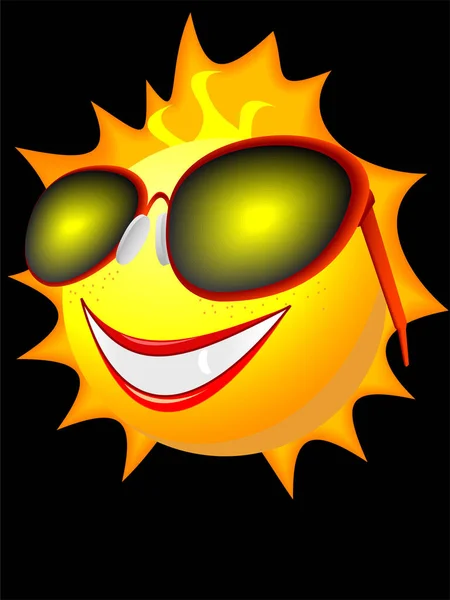 Sol Con Gafas Sol Sonrisa Vector Ilustración — Archivo Imágenes Vectoriales
