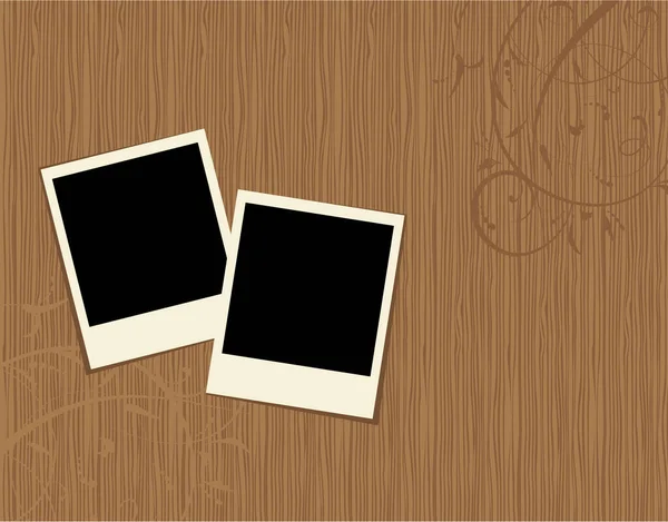 Photo Frames Wood Background — Stock Vector