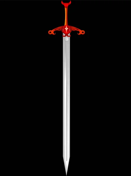 黒い背景を持つ赤い剣 — ストックベクタ