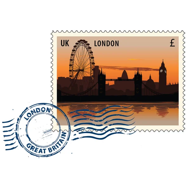 Vektorová Ilustrace Razítka Londýnského Oka Big Bena — Stockový vektor
