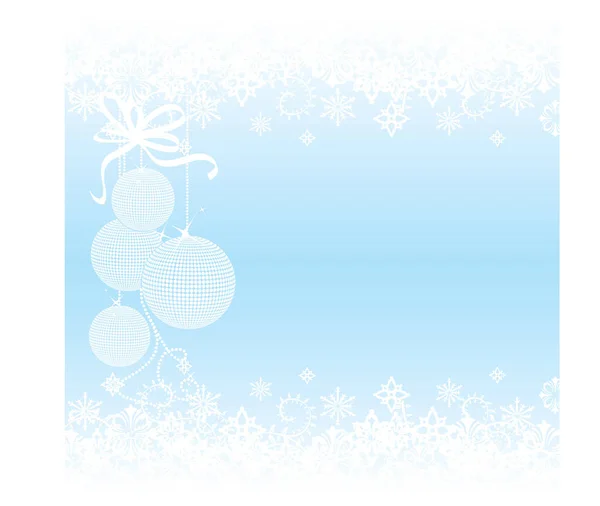 Fondo Azul Con Copos Nieve Bolas Navidad — Vector de stock