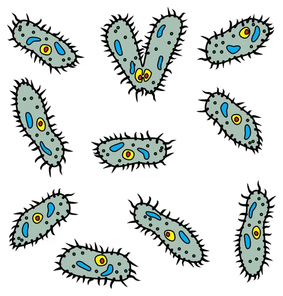 Set Different Cartoon Bacteria Vector Illustration — Stock Vector