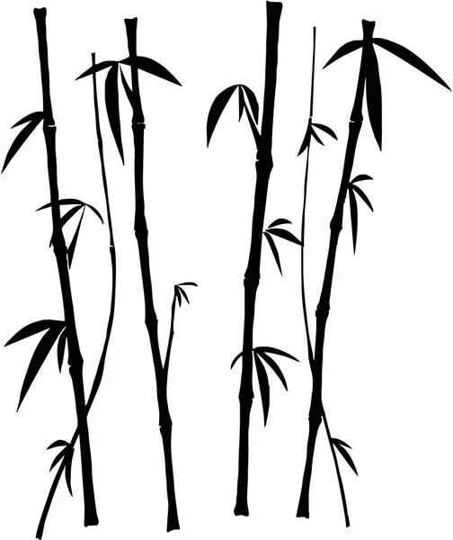 Vector Set Bamboo Silhouettes Vector Illustration Simple Design — Stock Vector