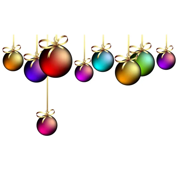 Christmas Ball Decorations Colorful Baubles White Background — Stock Vector