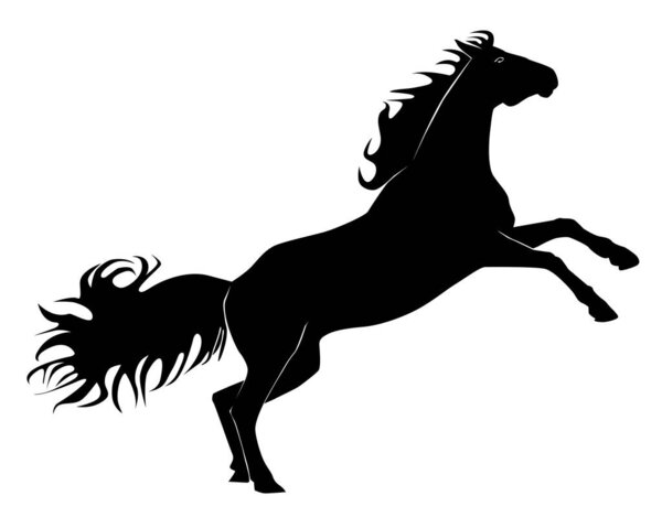 silhouette of horse with a white background.